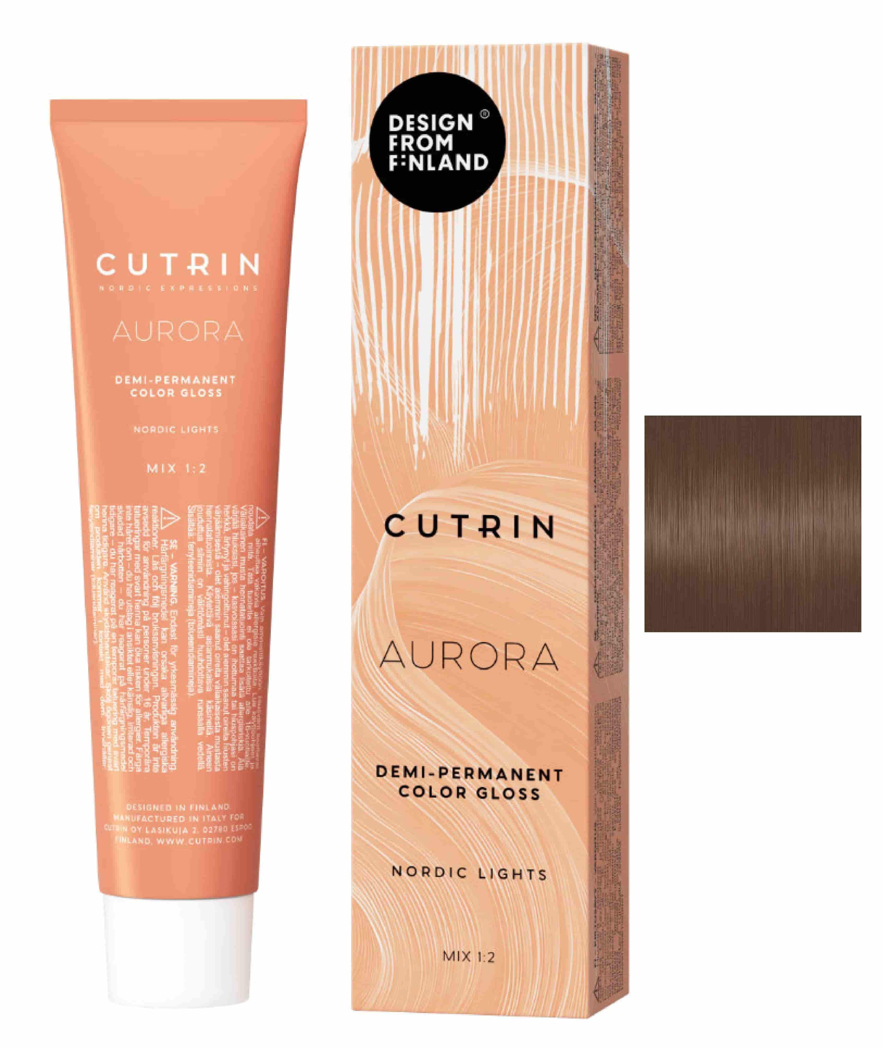 Гелева безаміачна фарба для волосся CUTRIN Aurora Nordic Lights 7.73 Roasted Chestnut, 60 ml - 1